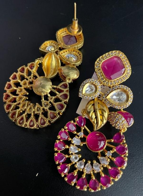 Gold Plated Ruby Stone Earrings.