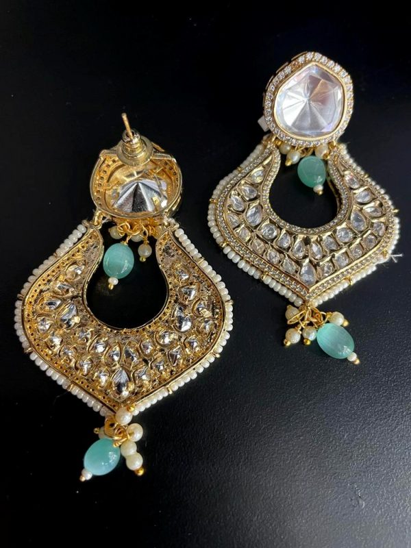 Designer Uncut Kundan Stone Earrings.