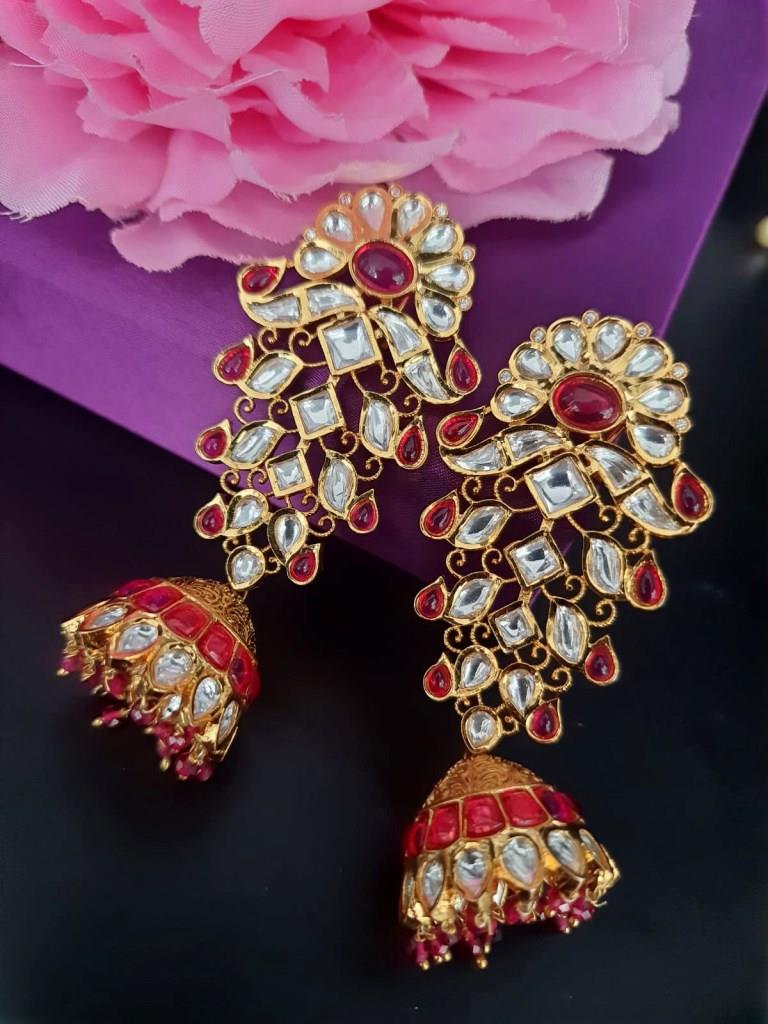 Traditional Long Uncut KundanEarrings.