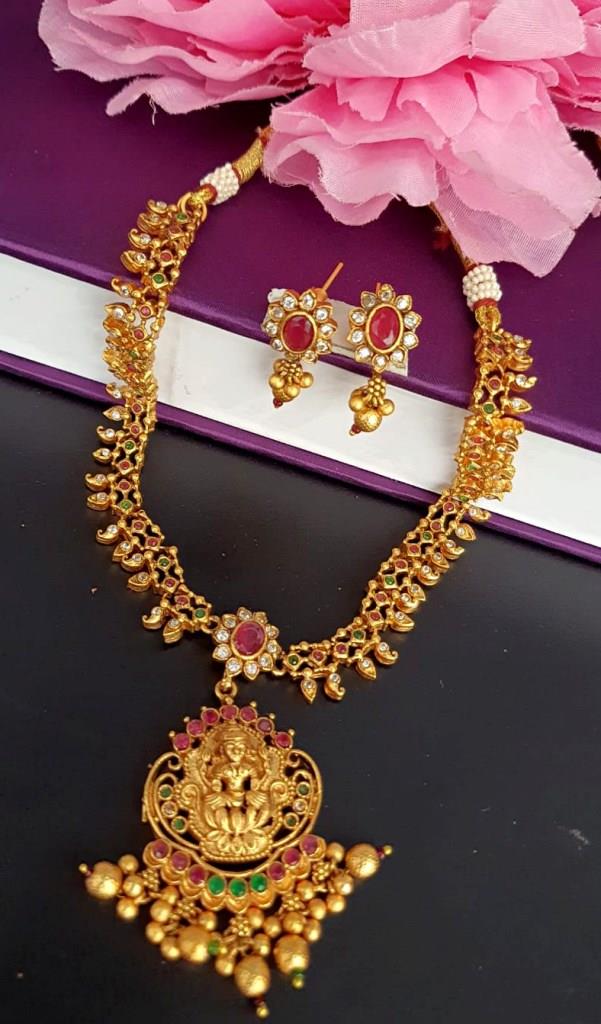 Goddess Budha Gold Plated Necklace Set.