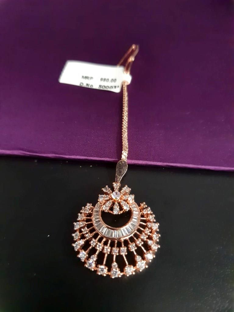 Rose Gold Plated CZ Diamond Maantika.