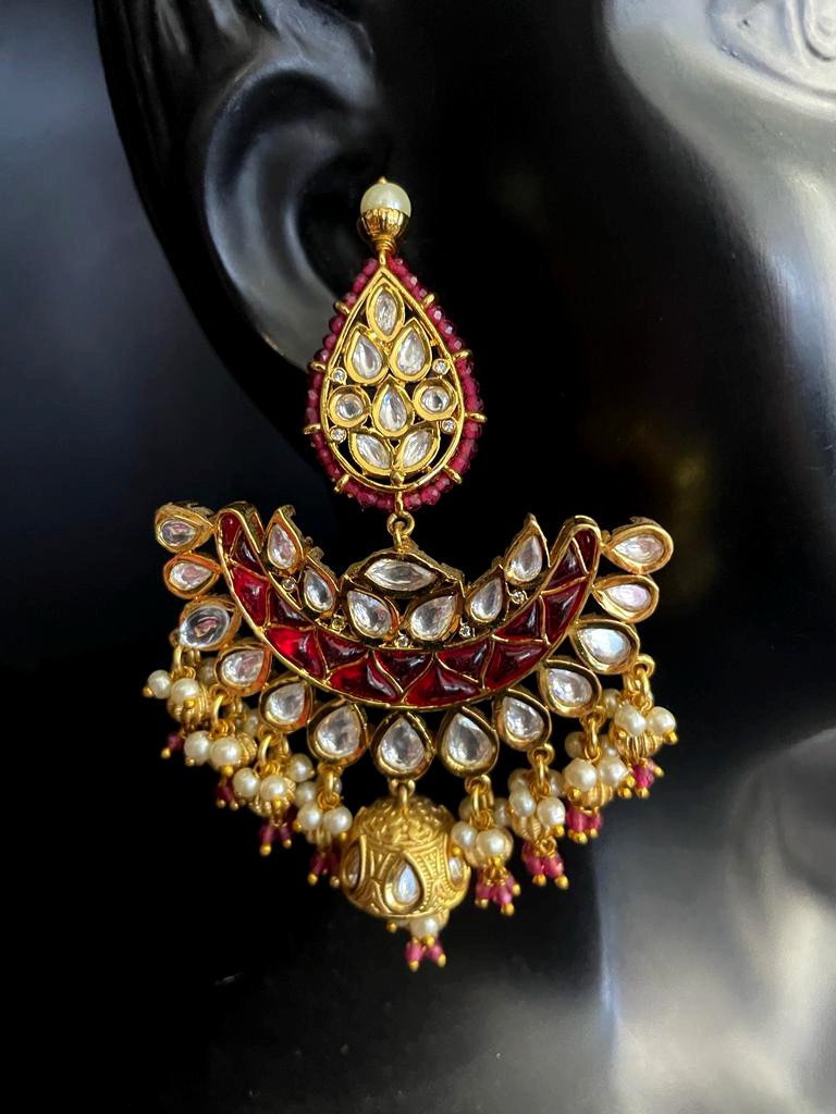 Traditional Uncut Kundan Stone Earrings.