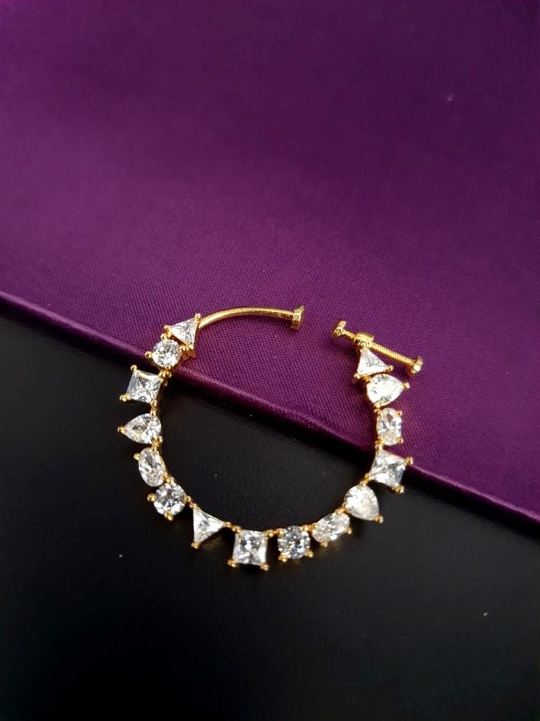 Round And Square Shape Diamond Nose Ring.