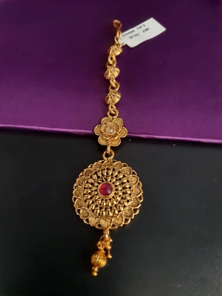 Designer One Gram Gold Plated Maangtika.