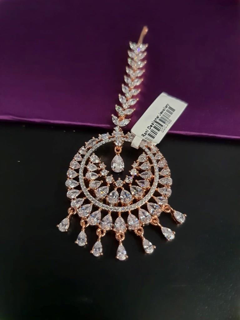 Rose Gold Plated CZ Diamond Maantika.