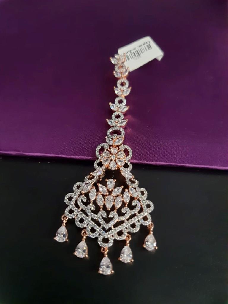 Rose Gold Plated CZ Diamond Maantika.