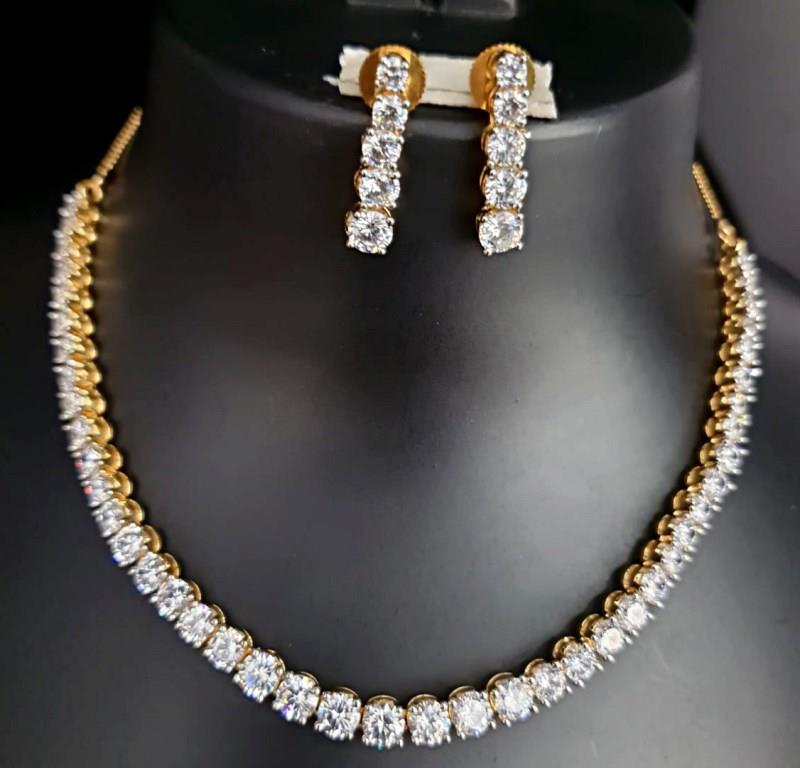 Gold Plated American Diamond Necklace Set.