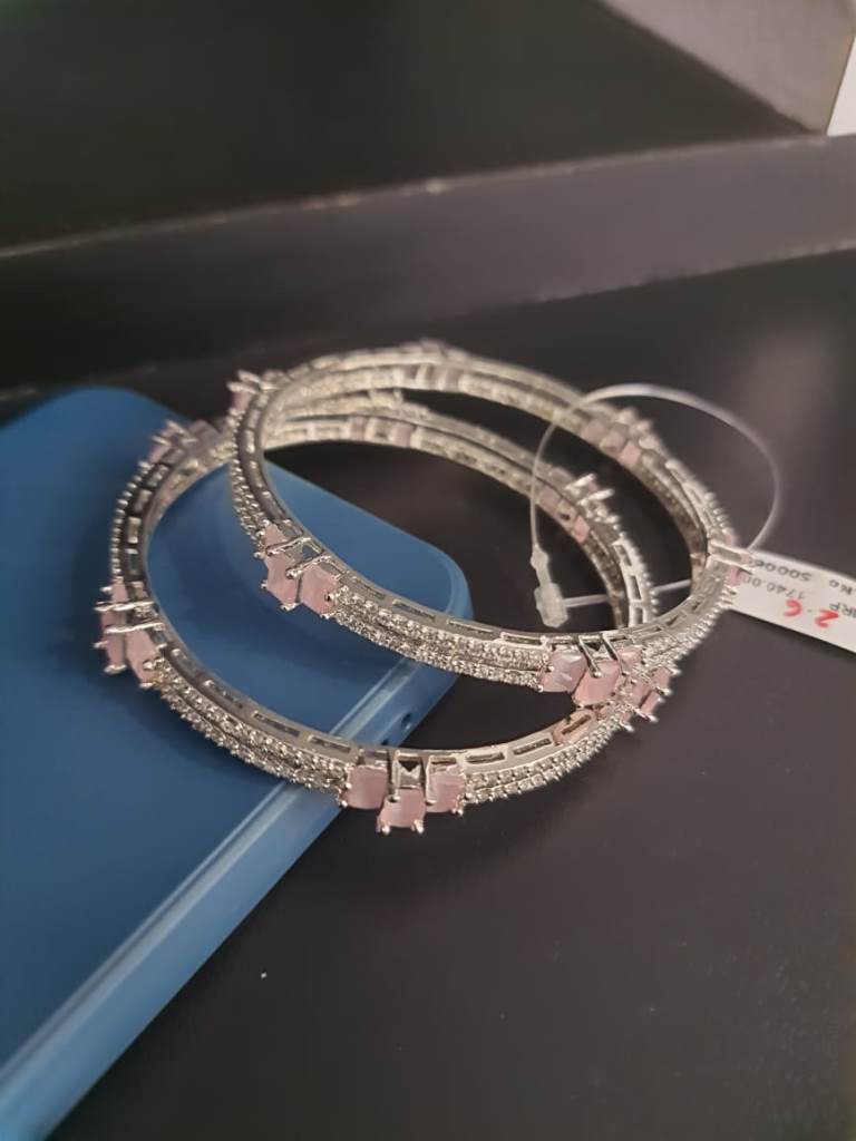 Silver Plated American Diamond Bangles.