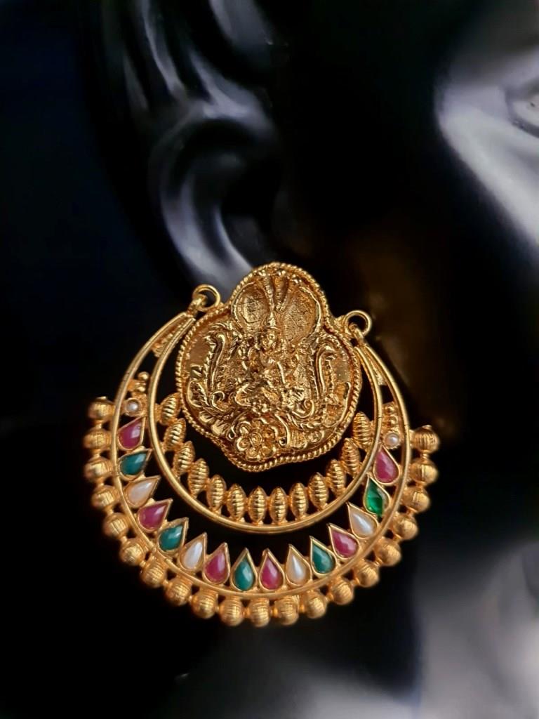 Goddess Lakshmi Chand Bali Earrings.