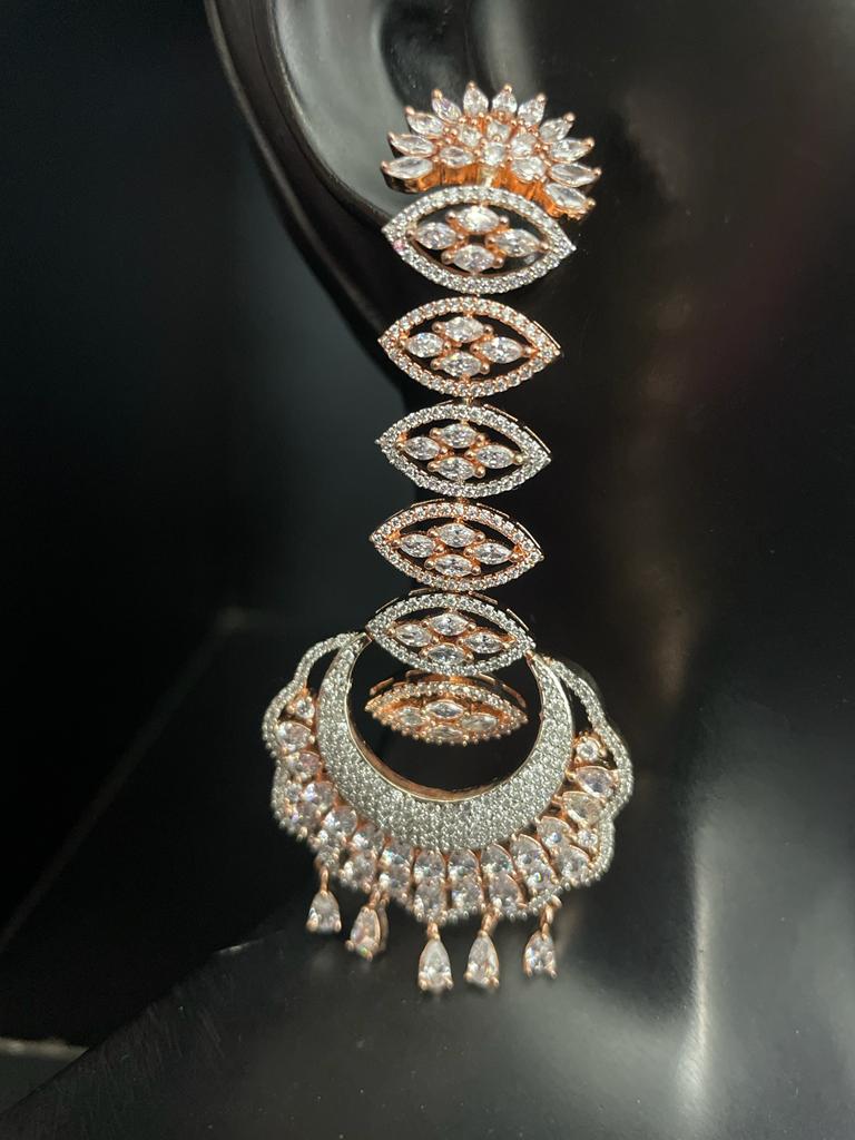 Classy Long Earrings Plated On Rose Gold