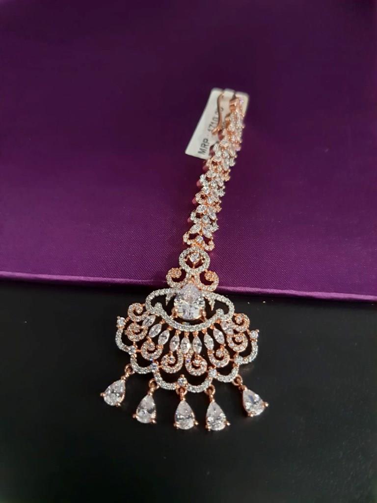 Rose Gold Plated CZ Diamond Maantika.