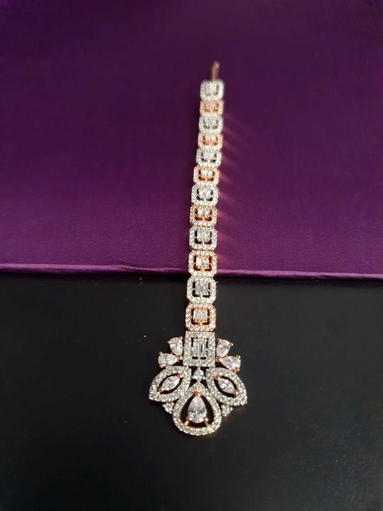 Indo-Western CZ Diamond Maangtika.