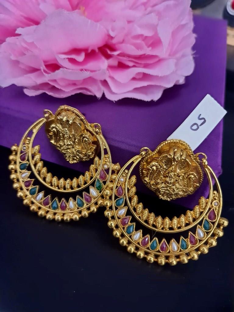 Goddess Lakshmi Chand Bali Earrings.