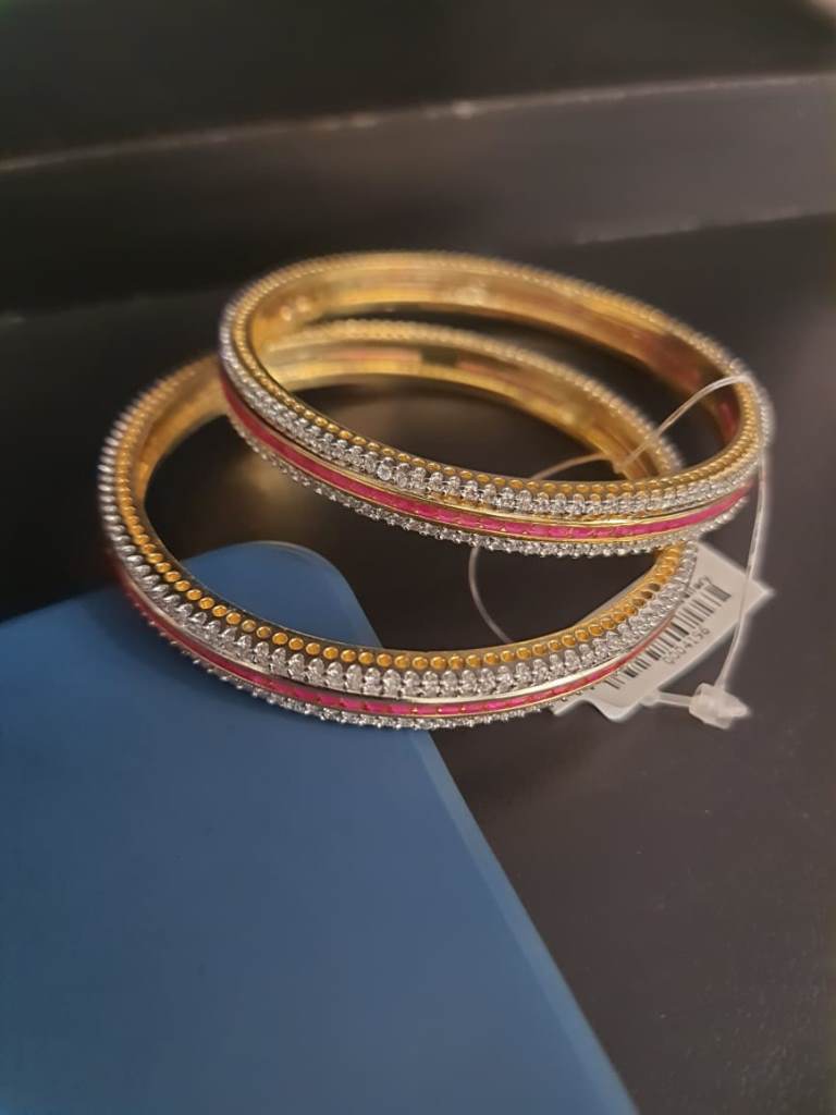 Gold Plated Ruby American Diamond Bangles