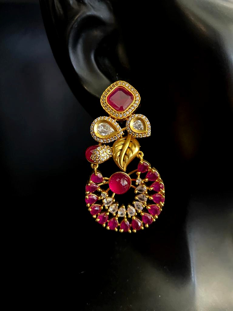 Gold Plated Ruby Stone Earrings.