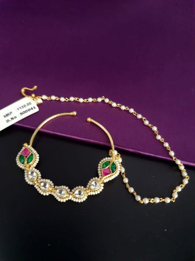 Designer Traditional Kundan Nath Nose Ring.