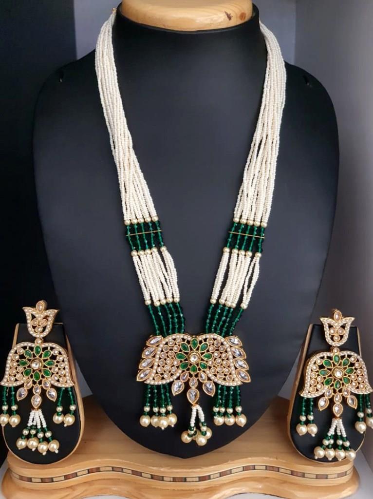 Beads Mala Polki Kundan Necklace Set.