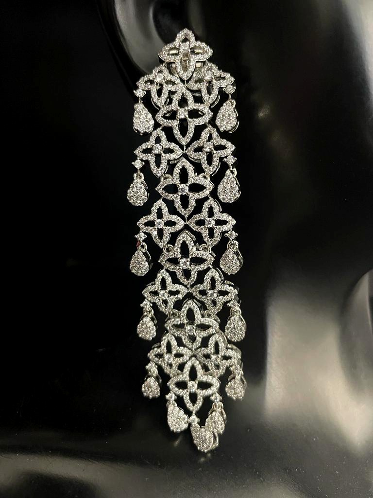 CZ Diamond Indo-Western Long Earrings.