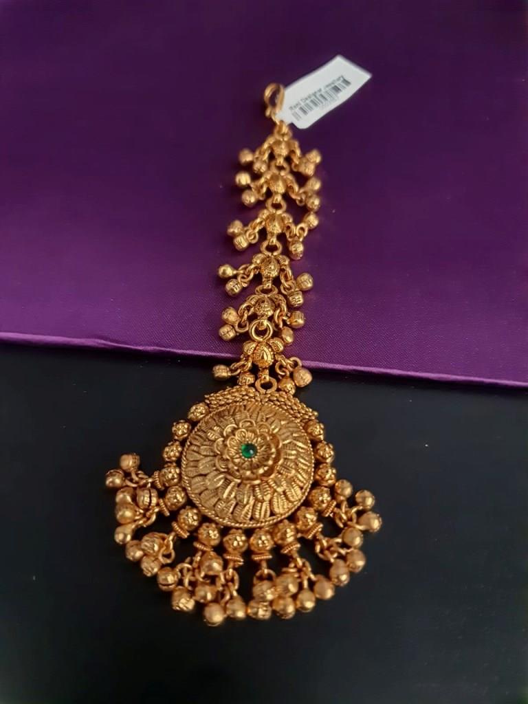 Designer One Gram Gold Plated Maangtika.