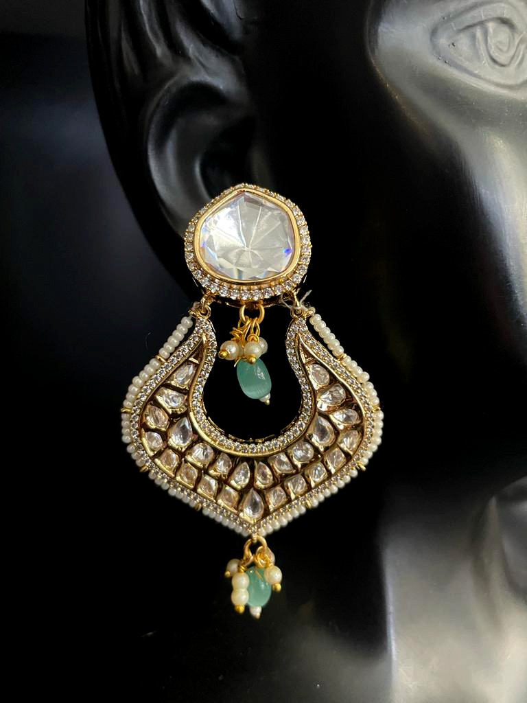 Designer Uncut Kundan Stone Earrings.