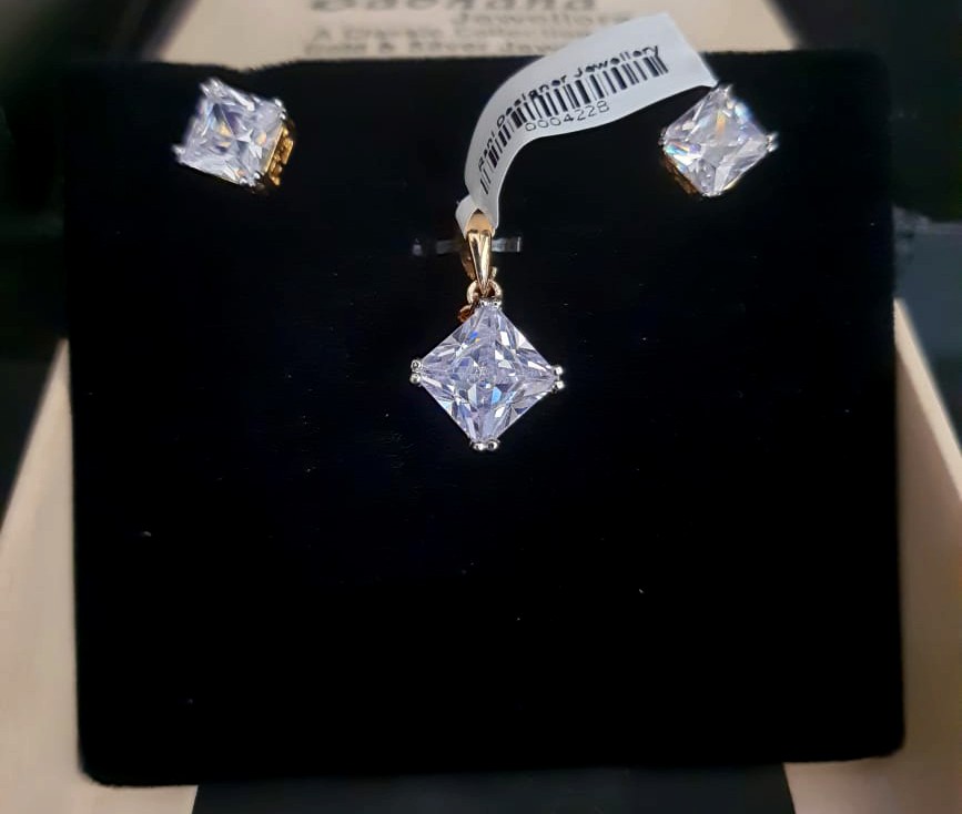 Gold Plated CZ Diamond Set.