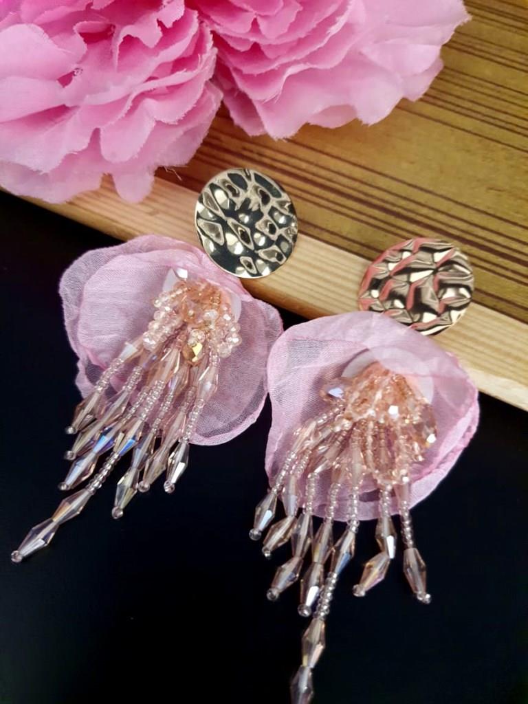 Layer Of Pink Moti Western Earrings.