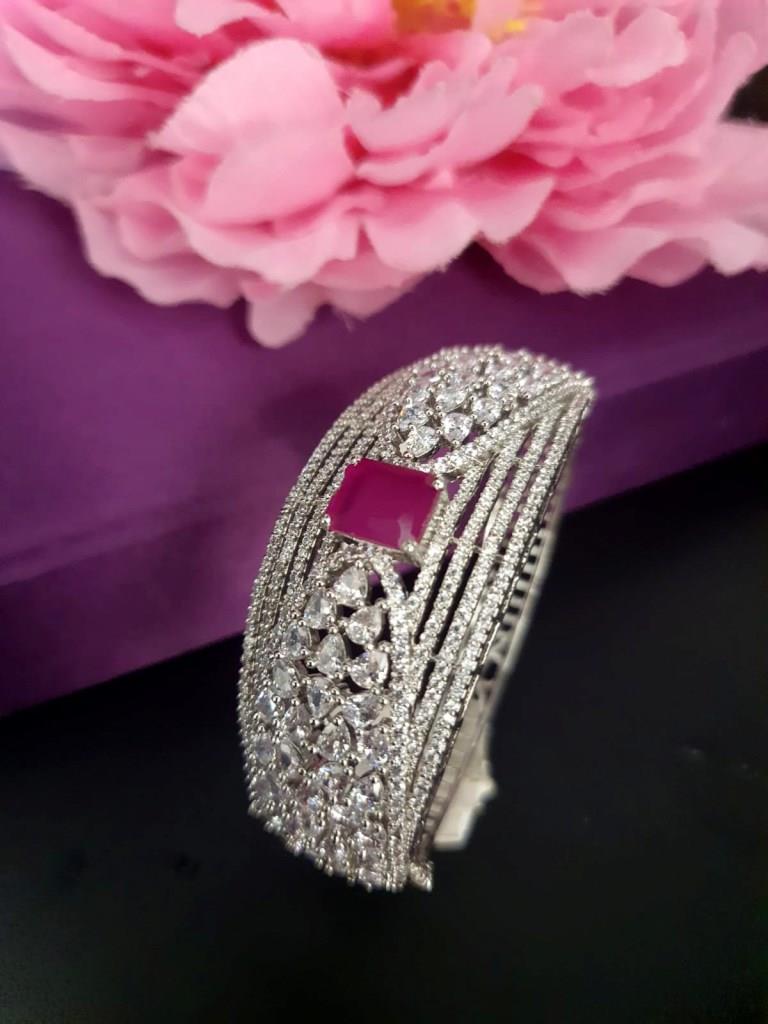 CZ Diamond With Ruby Stone Bracellet.