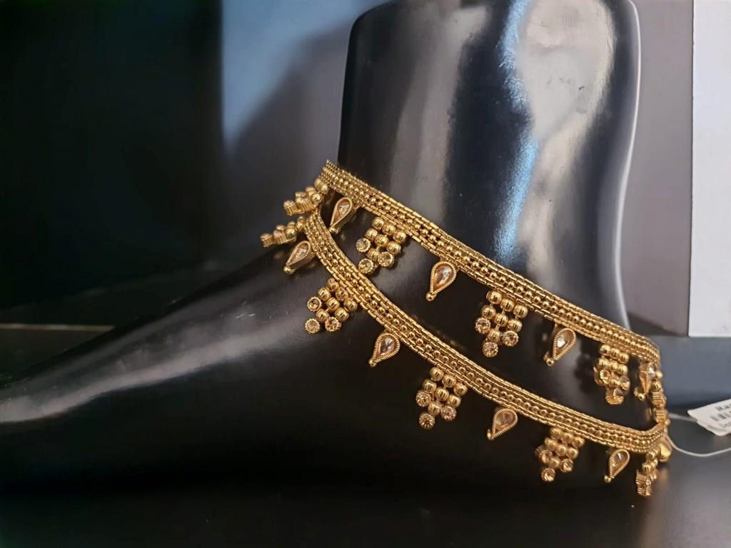 Gold Plated Polki Kundan Payal.