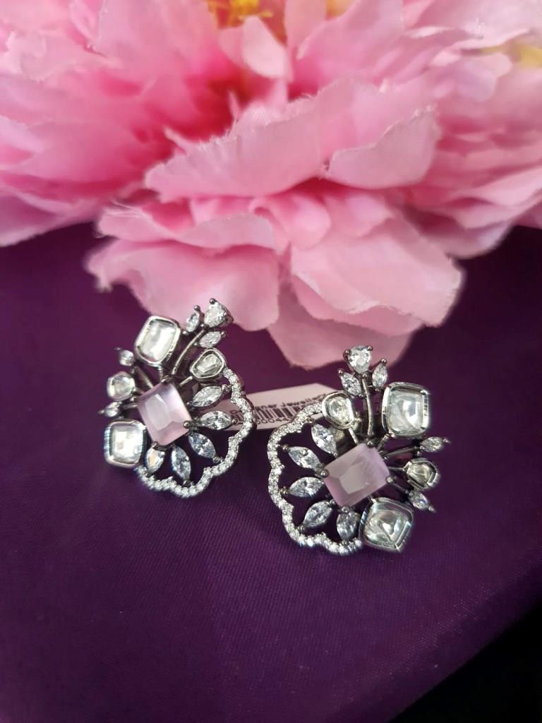 Marquise And CZ Diamond Designer Tops Earrings.