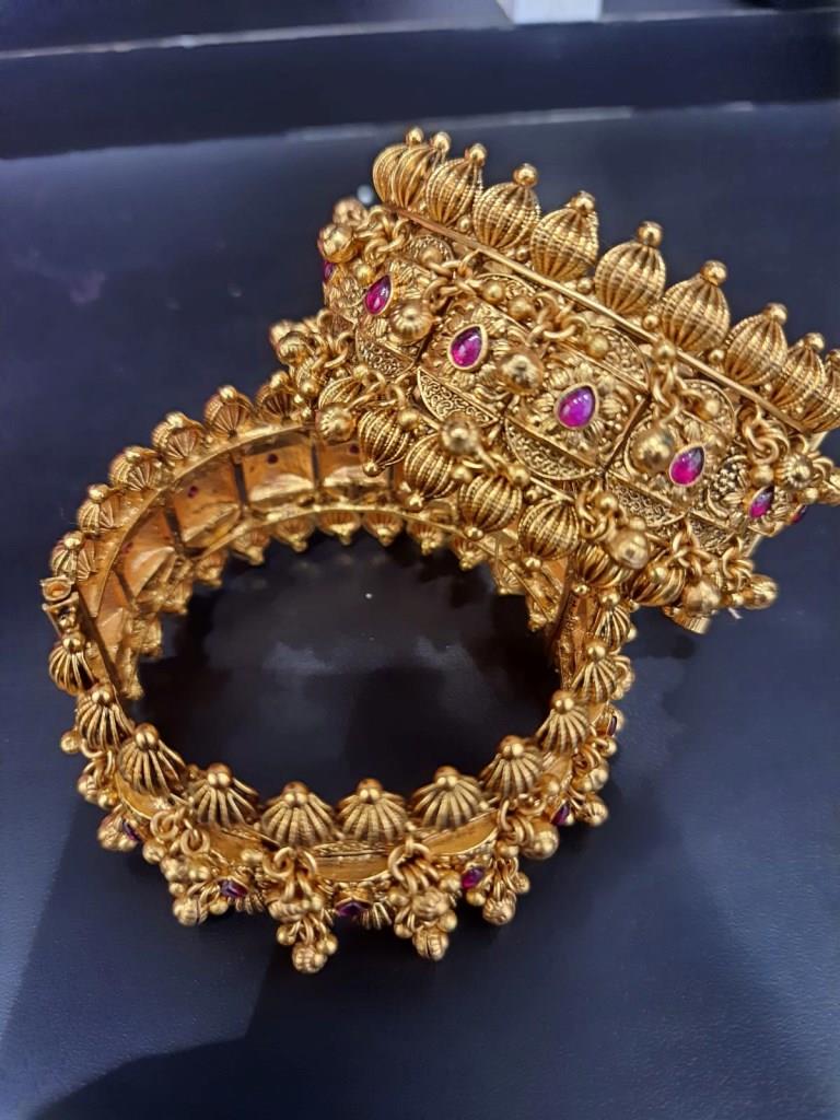 Traditional One Gram Gold Plated With Ruby Stone Bangles.