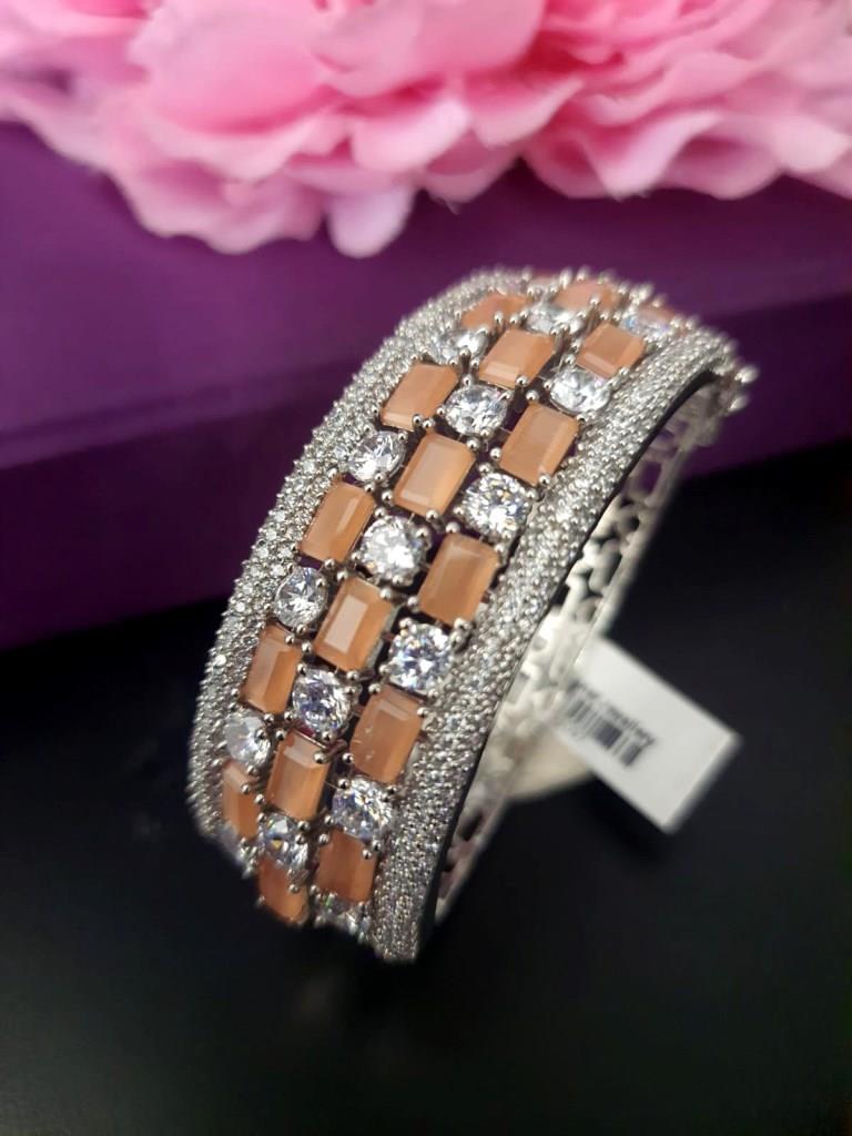 CZ Diamond With Peach Stone Bracellets.