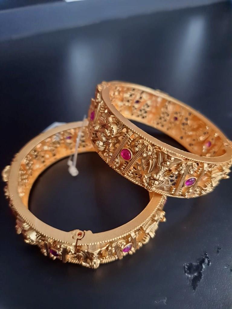 Goddess Lakshmi Antique With Ruby Stone Bangles.