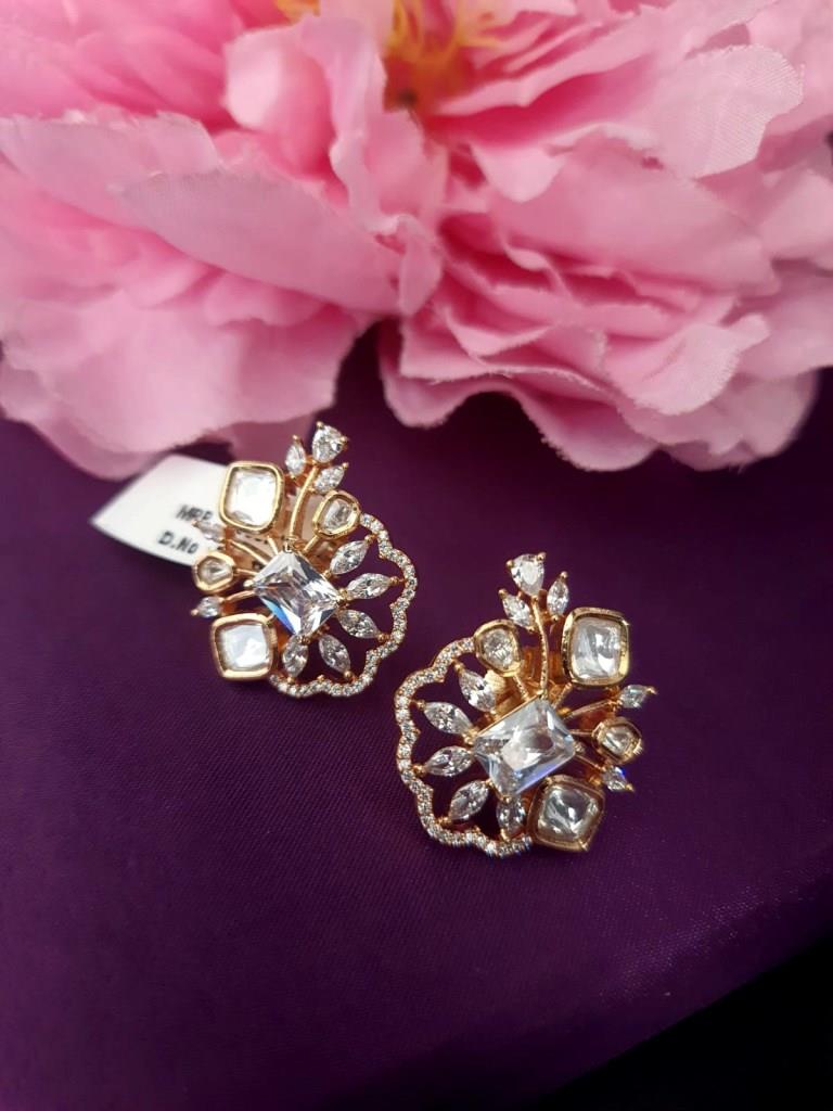 Marquise And CZ Diamond Designer Tops Earrings.