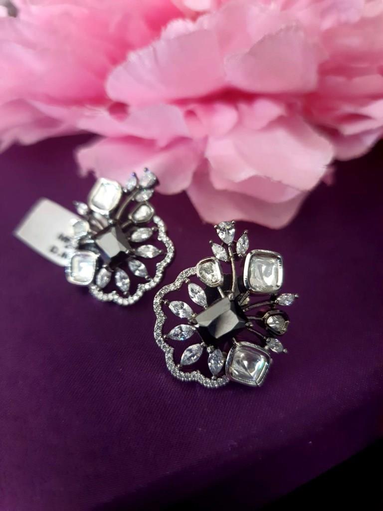 Marquise And CZ Diamond Designer Tops Earrings.