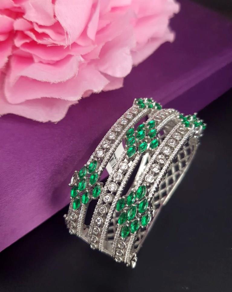 Green Blue Stones With CZ Diamond Bracellet.