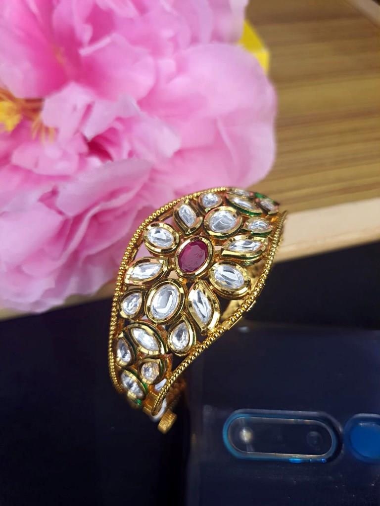 Studded With Ruby Stone kundan Bracellets.