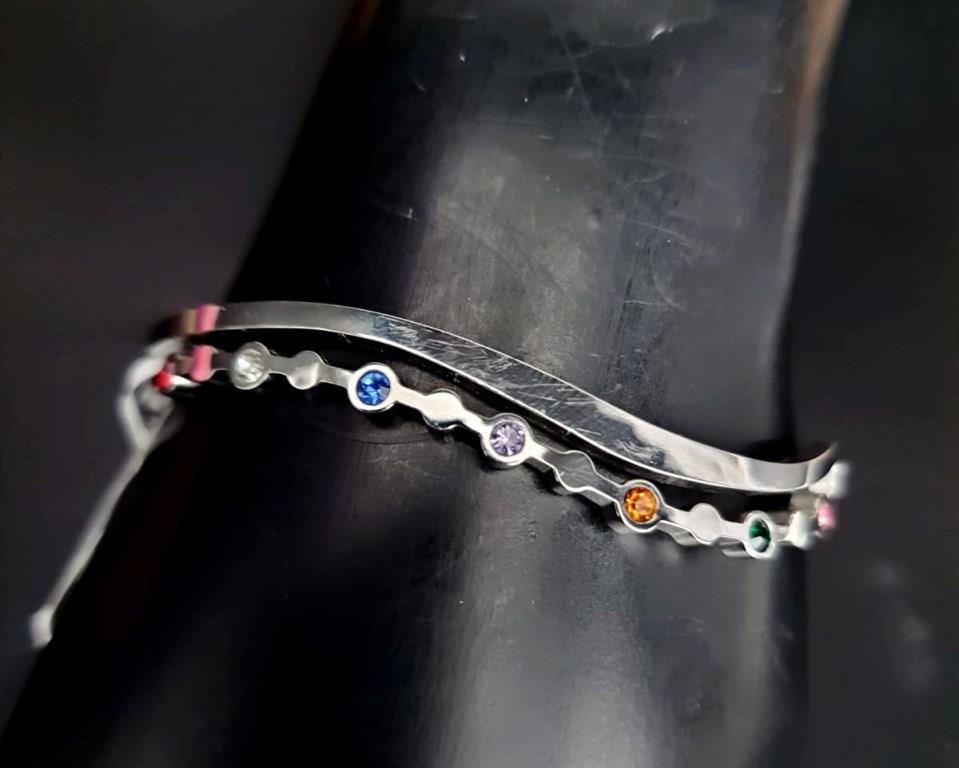 Stainless Steel Multi Color Stone Bracellets.