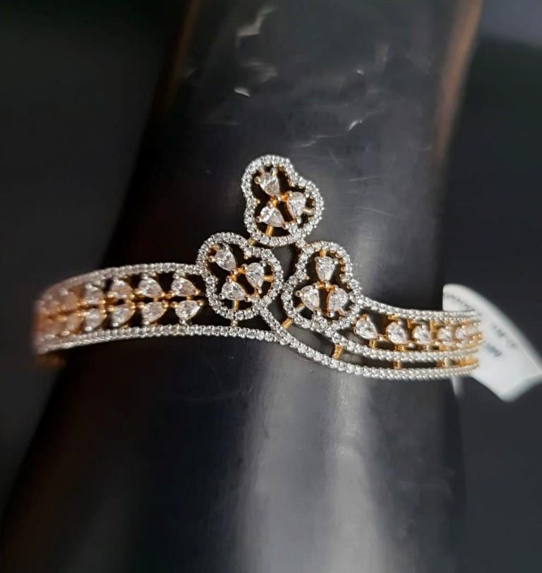 Flower Design Dual Tone Plated Bracellets.