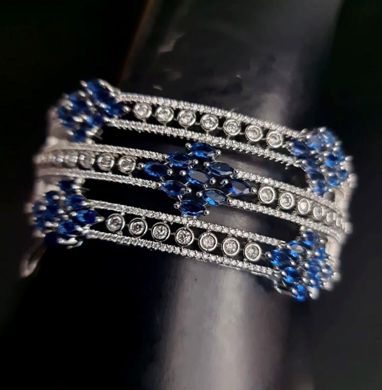 Navy Blue Stones With CZ Diamond Bracellet.