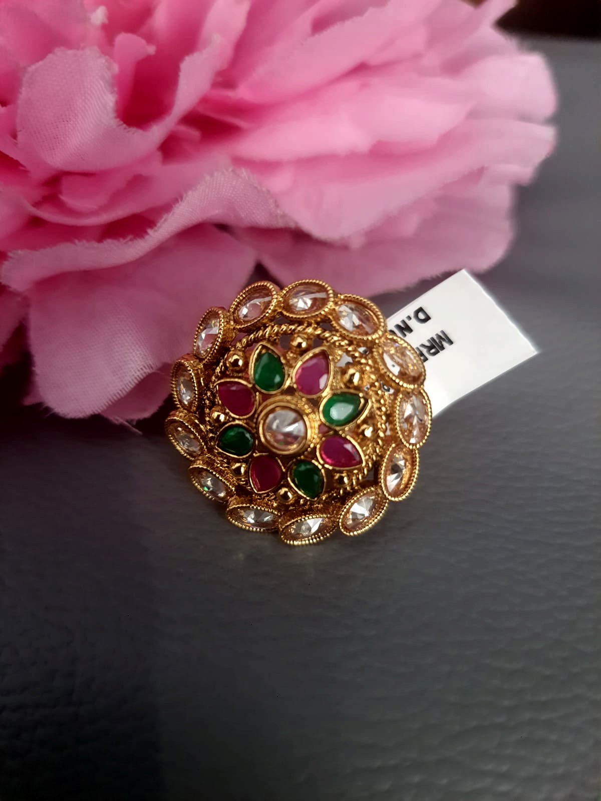 Designer Kundan Stone Finger Ring.