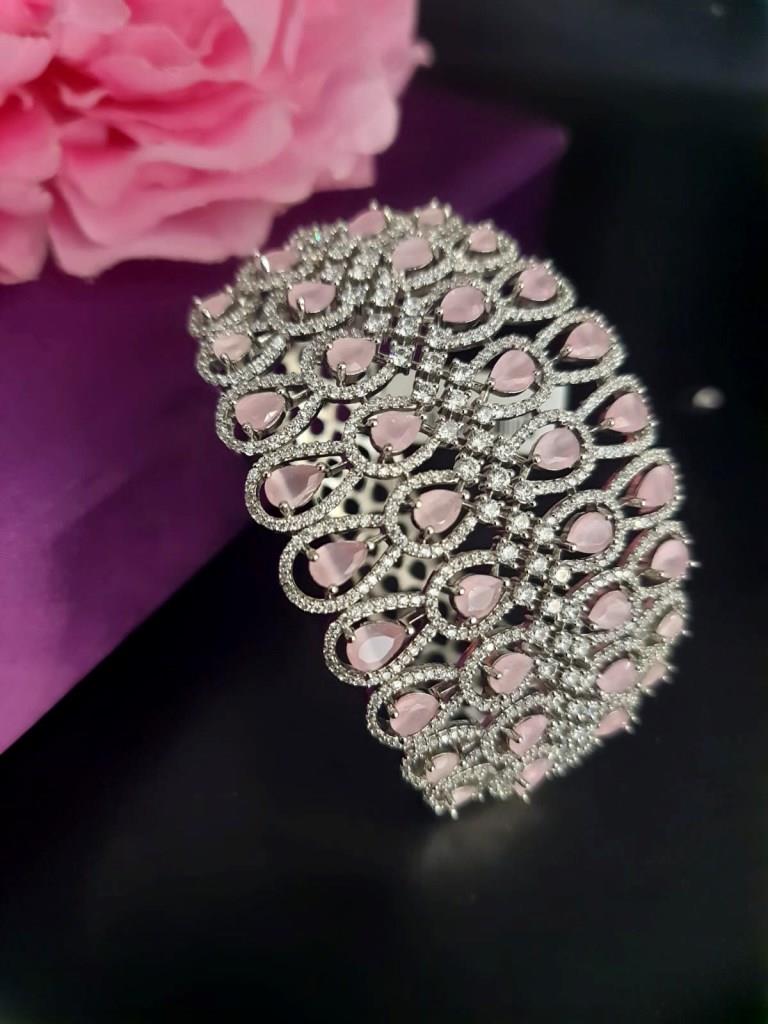 Rhodium Plated CZ Diamond Bracellets.