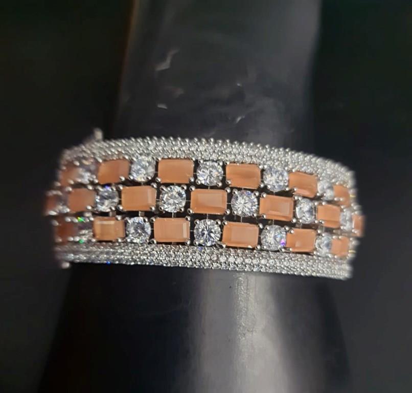 CZ Diamond With Peach Stone Bracellets.