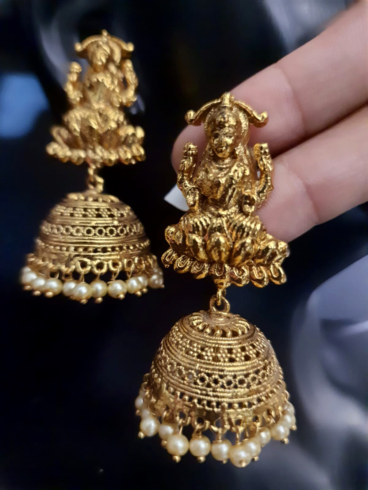 Goddess Lakshmi Antique Golden Earrings.