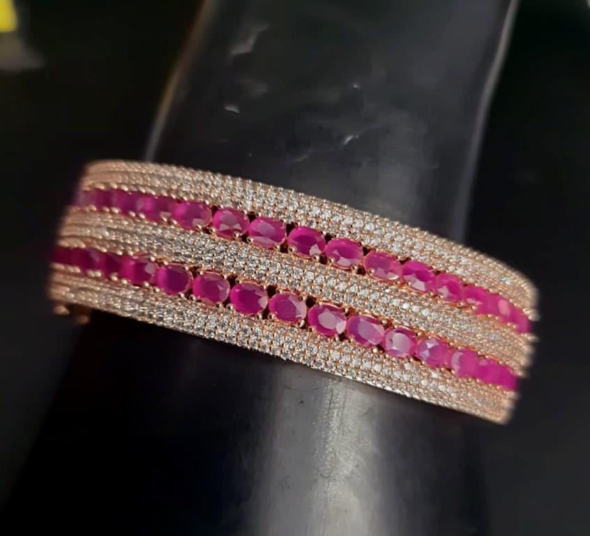 CZ Diamond With Ruby Stones Bracellet.