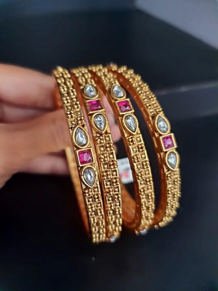 One Gram Gold Plated Polki Kundan Bangles.