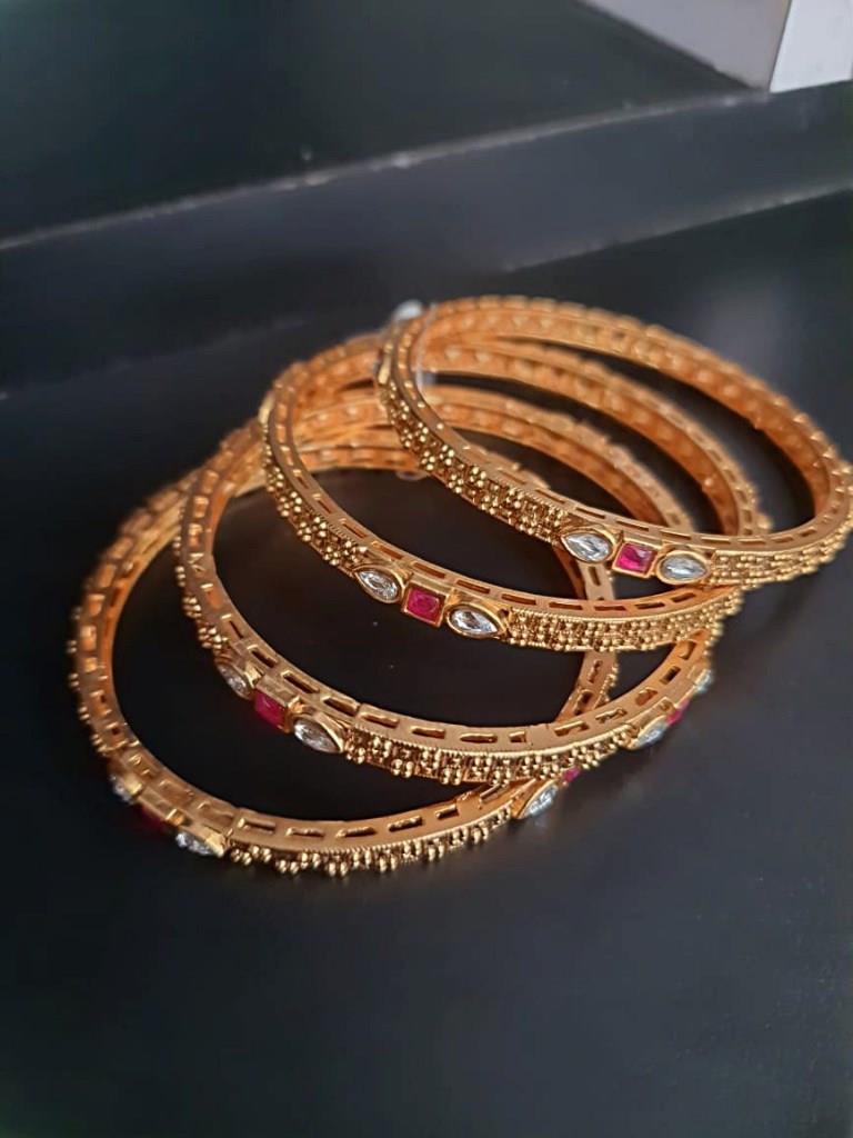 One Gram Gold Plated Polki Kundan Bangles.