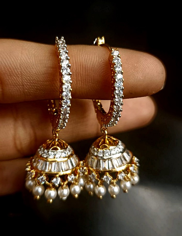 Designer Diamond Jhumki In Bali Style.